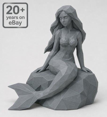 Low poly mermaid - low, statue
