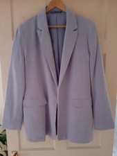 Womens Bonmarche Pale Lilac Linen Mix Edge to Edge Fully Lined Jacket Size 18