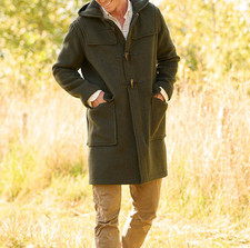 Men Wool Blend Single Breasted Walking Jacket Casual Mid Length Duffle Coat Gift