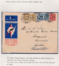 Pilot signed First Flight Cover Imperial Airways 1934 India Akyab Australia Pilo