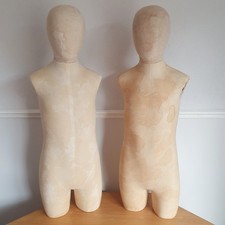 2x Mannequins Torso & Head Fabric Covered Dress Makers Tailor Dummy Shop Display