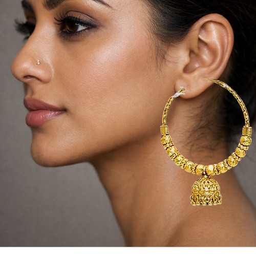 Indian gold jhumka earrings - indian,