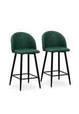 CLIPOP Bar Stools Set of 2 Green Faux Leather Breakfast Bar Chairs RRP £85