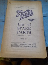 AUSTIN SEVEN LIST OF SPARE