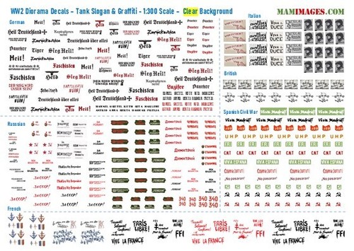300 scale ww2 diorama decals - 1:300,