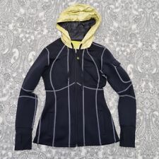 Zaggora Womens Neoprene Track Jacket Black Yellow Size Small Hooded Workout