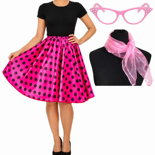 50s polka dot skirt pink - 50s,