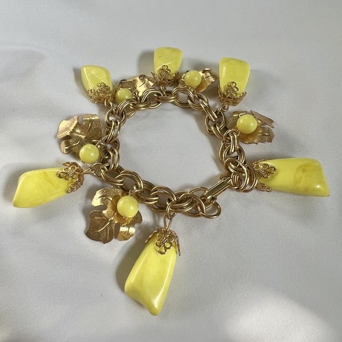 Vintage gold tone lemon yellow - tone,