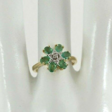 9ct Gold Emerald & Diamond Cluster Ring NEW Hallmarked Size M with Gift Box