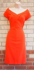 DEBBIE SHUCHAT ORANGE BARDOT SHORT SLEEVE BODYCON FORMAL PARTY DRESS 10 S