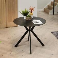 Small 4 Seater Round Dining Table Black Ceramic Marble Modern Bistro 90cm