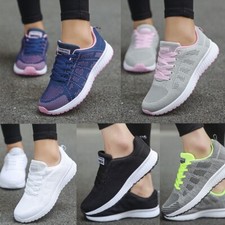 Womens Ladies Lace Up Running Comfy Trainers Gym Fitness Sports Flat Shoes Size