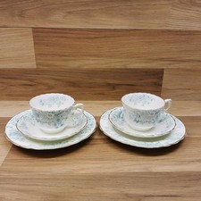 2 x Vintage H M Williamson & Sons W & Sons Blue Floral Tea Trios