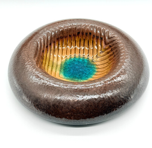 Studio pottery bowl brown - bowl, lava