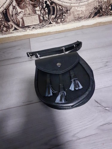 Black leather sporran tassle - sporran,