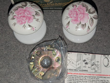 Vintage Gainsborough Ceramic Door Knobs Handle Floral Pattern New in Box 