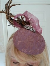 Starcrossed Boutique Pink Rose Floral Disc Fascinator Hat. Unique Design New