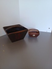Two different size and style Antique Oriental wooden Baskets ( Rice basket).