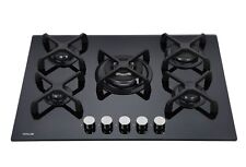 MILLAR GH7051KB 5 Burner Built-in Gas on Glass Hob 70cm - Cast Iron Stands & Wok