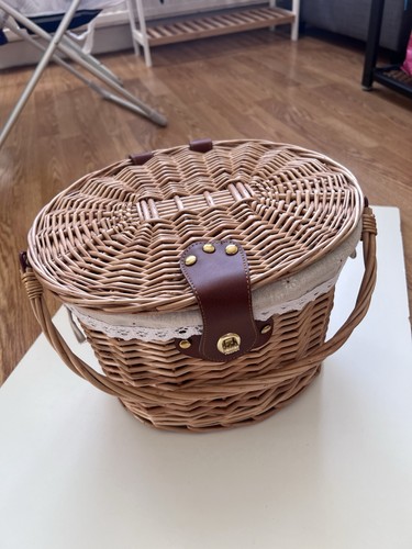 Wicker picnic basket with - wicker,