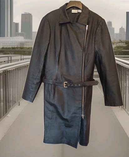 Black leather moto - black, racer