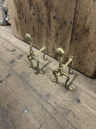 Antique pair brass - brass, fire