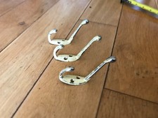 3x Reclaimed Coat Hook peg rack stand brass  chrome vintag original over painted