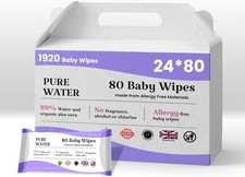 Bulk 1920 Baby Wet Wipes 99% Water Hypoallergenic Fragrance-Free Unisex 24x80