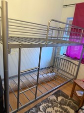 Silver Metal Triple Bunk Bed Frame Single and Double