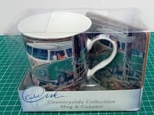 VW Farm Yard Camper Van Mug + Coaster Gift Set