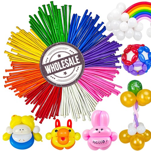 100 long plain balloons - 100,