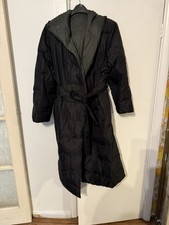 BNWT ZARA BLACK REVERSIBLE BELTED QUILTED PUFFER COAT HOOD SIZE L ref 2036/237