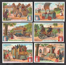 Automobiles Rare Liebig Cards Set 1907 Cars Steam Tram Omnibus Benzine Sail Auto