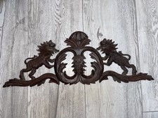 Antique Lions hand carved wooden Wall Topper Pediment Over Door Decorration 