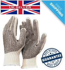 White Knitted Cotton Protective Work Gloves Size 9 Rubber Dot Gardening, DIY