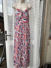 STUNNING UNION JACK CHIFFON LAYERED MAXI DRESS Sz 14 / 16 G21 CRUISE/ HOLIDAY