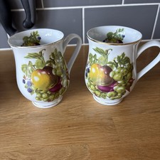Garden Fruits Orchard Mugs Fine China Pair By Waterside