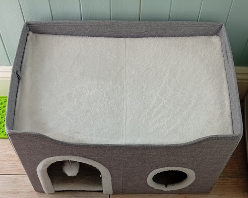 Grey fabric cat cave - fabric, house