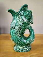 Wedgwood Green Majolica Gurgle Fish Jug / Vase