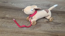 Ragtales Wooster Pull Along Sausage Dog Dachshund Soft Toy with Wooden Wheels