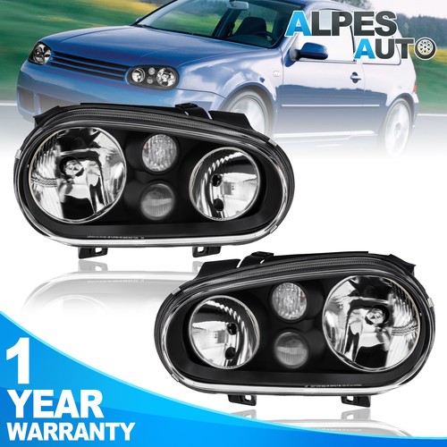 Pair black housing headlights - black,