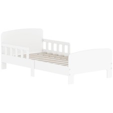 AIYAPLAY Kids Toddler Bed Frame with Safety Side Rails for 3-8 Years, White