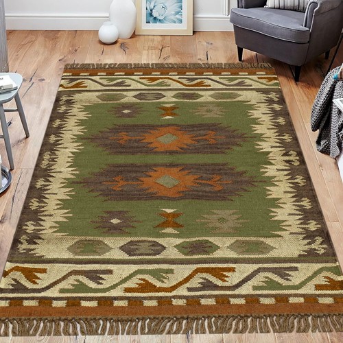 Kilim rug wool jute - wool,