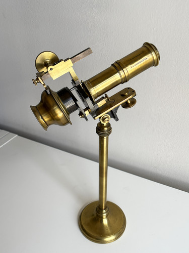 Antique brass microscope - microscope, /
