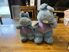 2x Hasbro Wuzzles Vintage Hoppopotamus 1980s Soft Toys 30 cm & 23cm