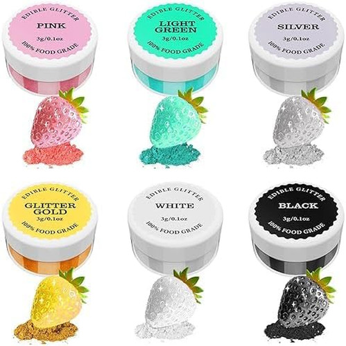 Edible glitter 6 colours - edible,