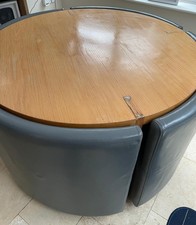 ROUND DINING TABLE WITH REAL LEATHER CHAIRS