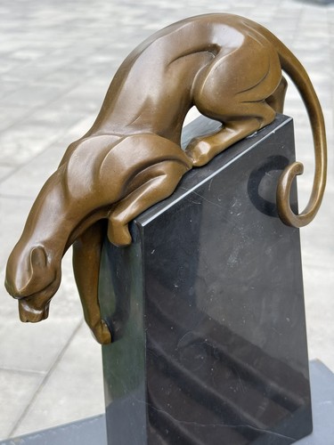 Bronze cheetah leopard statue - bronze,