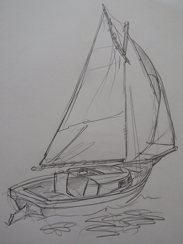 Pencil drawing yacht - pencil,