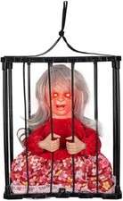 TRIXES Scary Caged Halloween Doll - Haunted House Prop - Nightmare Creature